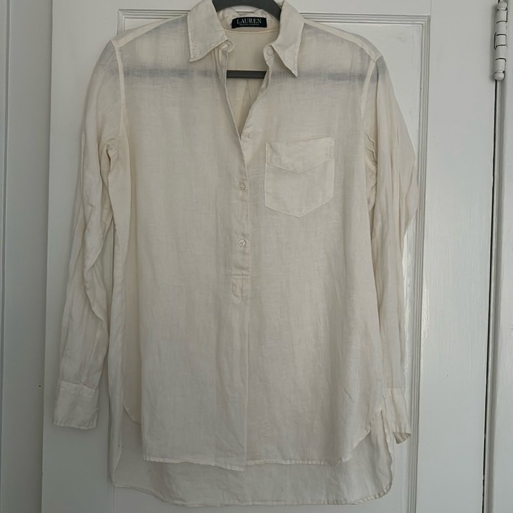 Lauren Ralph Lauren linen popover button up